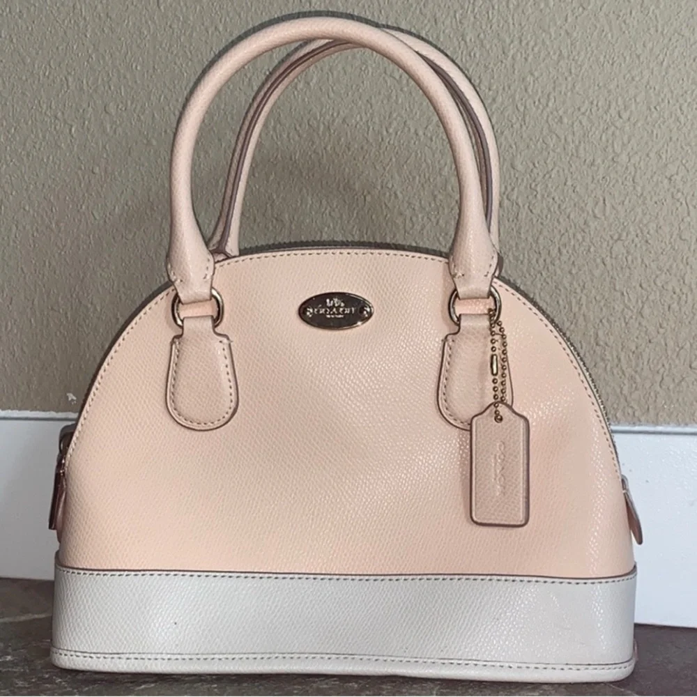 Coach Cora Domed Apricot/Chalk Leather Satchel - Picture 1 of 6